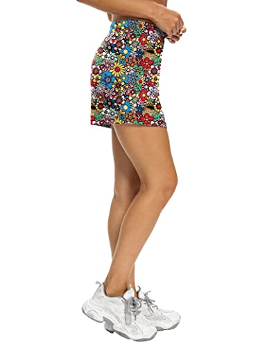 Loukeith Tennis Skirts For Women Golf Athletic Activewear Skorts Mini Summer Workout Running Shorts With Pockets Colorful Flowers M #TOP3