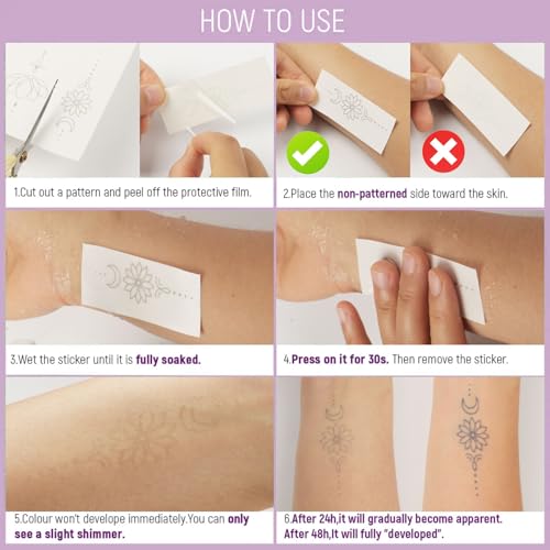 4 Blätter Temporäre Tattoos, Langanhaltend 2 Wochen Wasserfest Schwarz Tattoo Mandala Fake Klebetattoos zum Aufkleben Gesicht Hals Arm für Mädchen Frauen Mann
