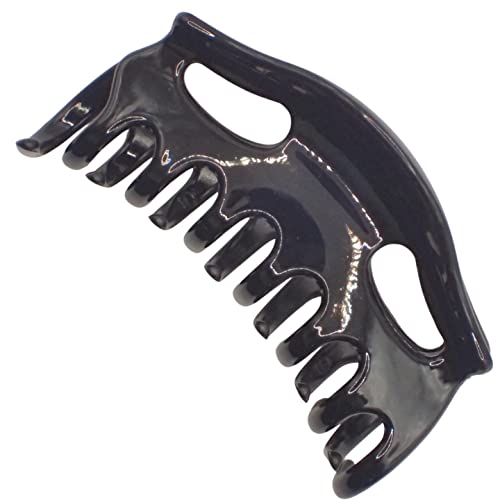 Topkids Accessories 9cm Black or Brown Tort Hair Claw Clip, Detailed Hair Claw for Women & Girls, Thick Hair Claw