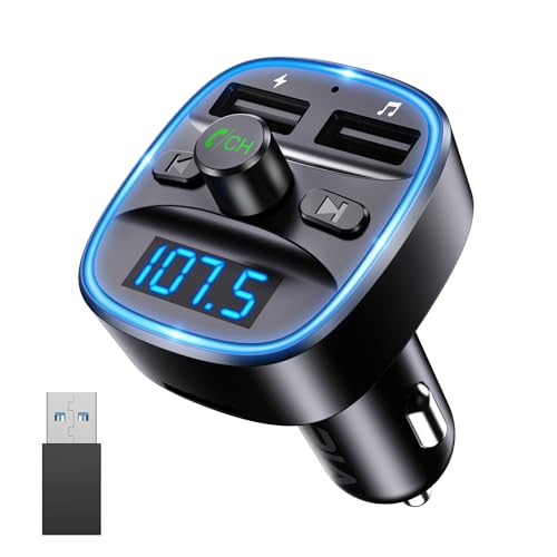 Uhngw Auto FM Transmitter - Kabelloser Musik-Streaming Adapter Mit Typ-C & Doppel-USB