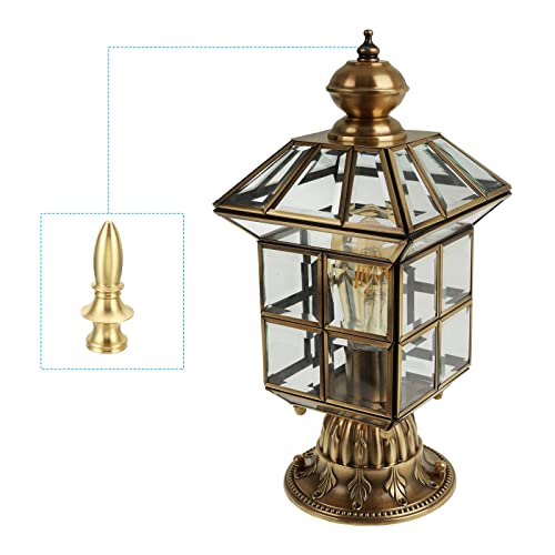 Image of PATIKIL 2.1 inch Tall Brass Lamp Finials Cap Knob, 1 Set Lamp Screw Holder Tapped 1 /4-27 for Table and Floor Lamp Shade Decorations