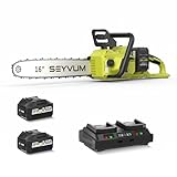 SEYVUM Cordless 40V 16 Inch Chainsaw with 2 x 4.0Ah...