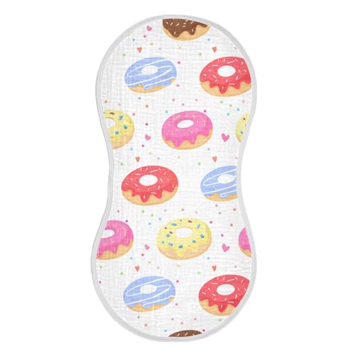 2 Pack Baby Burp Cloths, Soft Absorbent Burping Cloths for Babies, Cotton Milk Spit Up Rags, Large Size for Newborns, Baby Boys and Girls (Colorful Donuts)
