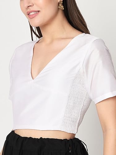 Image of studio rasa Women's Silk Blend Stretchable Blouse for Festive Wedding Party