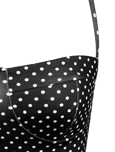 Rosegalette Women's Sexy Y2k Vintage Polka Dot Print Adjustable Spaghetti Strap Cami Mini Fit and Flare Dress,Black,L — view 5
