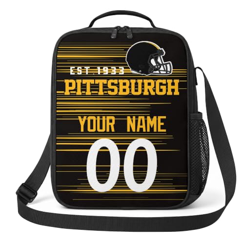 Image of Pittsburgh Lunch Bag Custom Name and Number Personalized Gifts