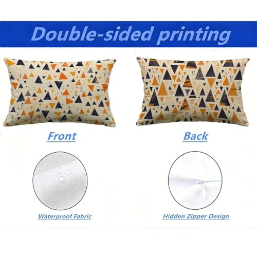 Coussin extérieur géométrique crème imperméable au format 40x80 cm - 3