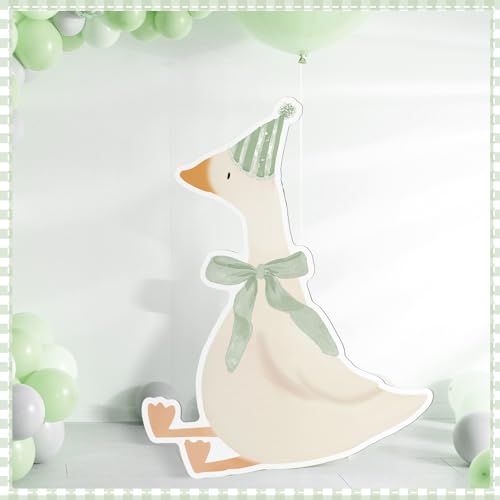 Image of Croblissful One Silly Goose Party Decorations 1st Birthday Backdrop Duck Animal Background Prop for Birthday Baby Shower Party Supplies(Sage Green,Goose)