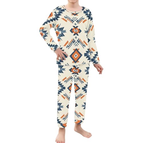 Belidome Boys' Pyjama Set 11-12 Years Tribal Aztec Pyjamas for Boys Long Sleeve Pjs Sets 2 Piece