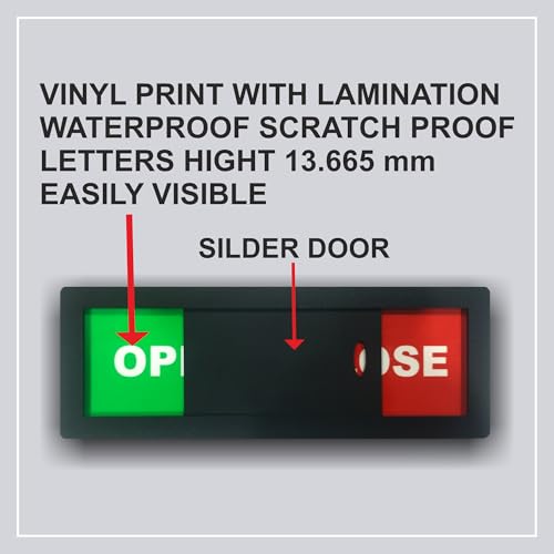 Image of Open Close Slider Privacy Signage Board for Business Door - Self Adhesive and Double Tape for Any Surfaces Material: Acrylic, Black
