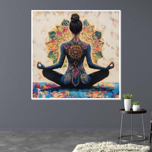 Peinture sur toile Mandala Yoga affiche méditation 60x60cm