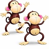 4E's Novelty Inflatable Monkeys (2 Pack) 27 Inch Large Monkeys Inflatables for Jungle Decor, Safari Jungle Birthday Decorations, Kids Animal Party Supplies, Baby Shower Favors