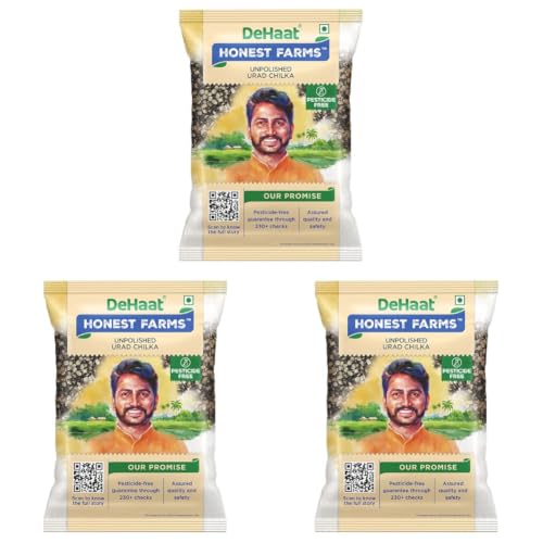 Image of DeHaat Honest Farms Pesticide Free Unpolished Urad Dal Chilka 1 KG (Pack of 3)