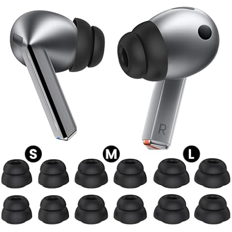 Delidigi 6 Pairs Ear Tips for Samsung Galaxy Buds3 Pro (2024), S/M/L 3 Sizes Double Flange Silicone Eartips Earbuds Earplug Replacement Fit in Case Compatible with Samsung Galaxy Buds Pro 3 Cover