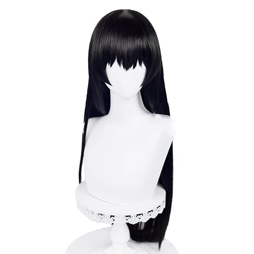 osseoca Cosplay wig black 80cm Long Straight Halloween Carnival Comic Exhibition Cosplay Hair Natural COS Ombre Wigs with Bangs