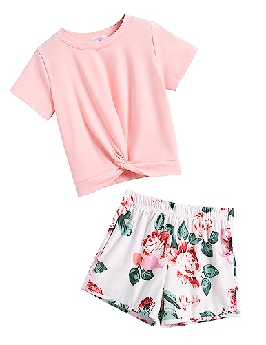 Arshiner Mädchen T-shirts mit Shorts Sets Sommer Kinder Kleidung Set Freizeit Mode Sport Bekleidungssets für Mädchen 7-8 Jahre., 14.99 €