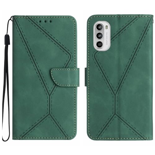 Rfvzubemok Compatible with Motorola Moto G52j 5G Case,Compatible with Motorola Moto G52j 5G Kickstand Flip Card Slot Magnetic Closure Phone Cover Green