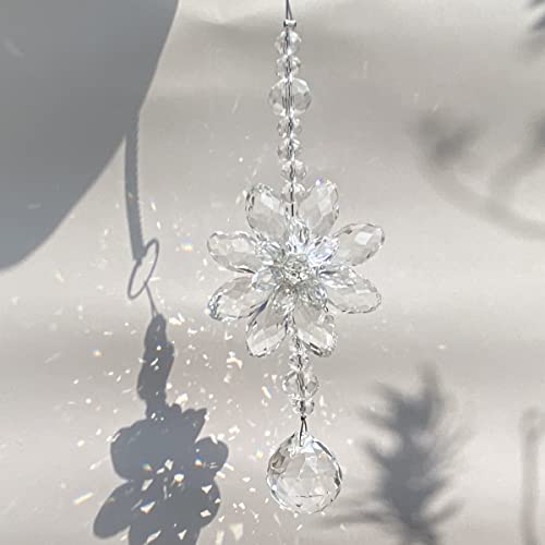 20Mm Suncatcher Flower Crystal Ball Prisms Hanging Car Rear View Mirror Pendant Clear Glass Rainbow Maker Prism Ornament For Window Garden And Diy Kids Friend (Transparent) #TOP4