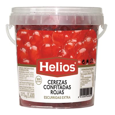 Helios - Cerezas Rojas Confitadas - Sin Gluten- Tarron de 1 Kilogramo