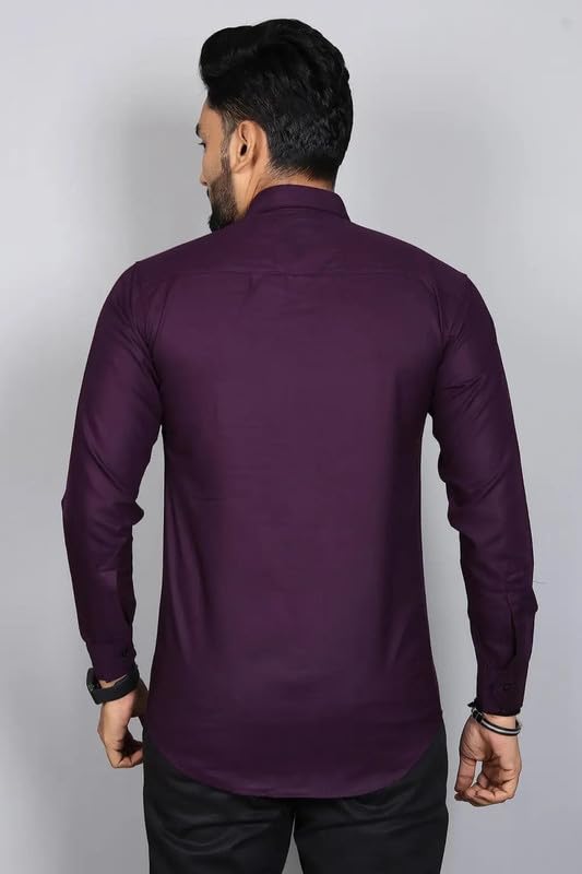 Image of DEELMO Men Solid Slim Fit Casual Overshirt Style Shirt | Full Sleeve Button-Down Layering Shirt Smart Casual Look