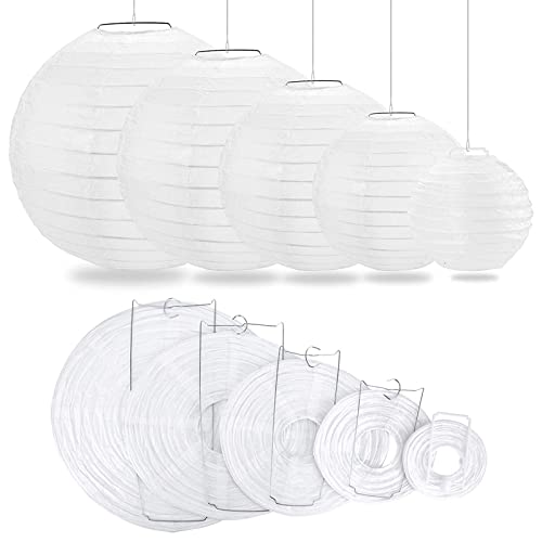 Papierlaternen 30 Stück 4 Zoll-12 Zoll White Paper Laterne Papier Lampion Hochzeit Party Event hängen Dekor (Color : White)