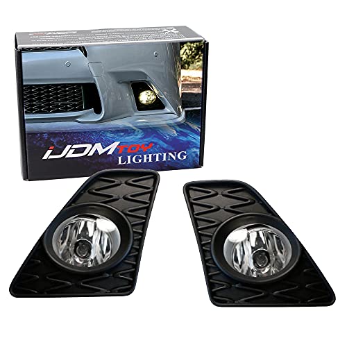 iJDMTOY Clear Lens Halogen Fog Light Kit Compatible With 2013-2015 Lexus GS350 GS460 GS450h, Includes LH RH Fog Lamp Housings, H11 Halogen Bulbs, JDM GS-F Style Foglight Bezels & On/Off Switch Wiring