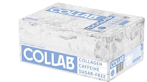 COLLAB Forest Berry – Functional Drink mit marinem Kollagen, natürlichem Koffein, 6 Sorten Vitamin B – zuckerfreies Erfrischungsgetränk aus Island – 24er Palette Dosen (24 x 330 ml)