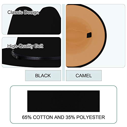 Image of Wide Brim Fedora Hats for Women Men Two Tone Dress Hat Felt Panama Hat in Two Audlt Size