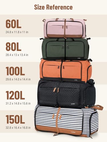 Image of Lekesky Foldable Travel Duffel Bag for Women, 80L Large Duffle Bag with Separate Shoes Compartments & Straps, Carry On Weekend Bag for Women, Hospital, Overnight(Green)