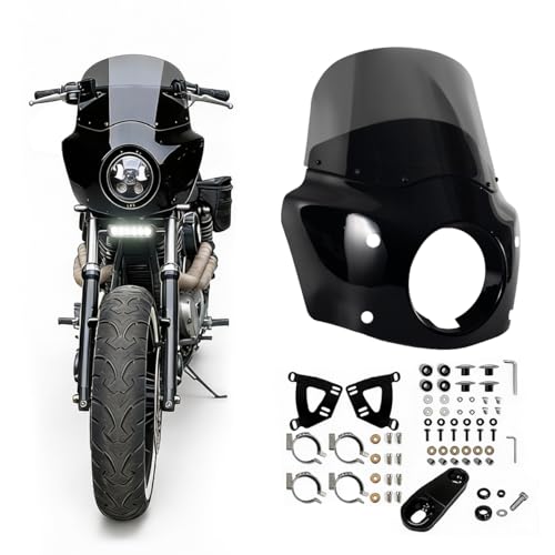 VINTGMT Motorcycle Fairing 5.75" Headlight Fairing with 11" Motorcycle Windshield 39mm Mounting Hardware for Harley Sportster 1100 1200 Iron 883(Smoke)