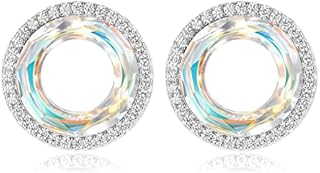 LOUISA SECRET Hoop Earrings for Women Stud Earrings Crystal Circle Earrings Stainless Steel Birthday Valentines Day Mothers Day Christmas Jewelry Gifts for Women Ladies Mom Wife Girlfriend Her
