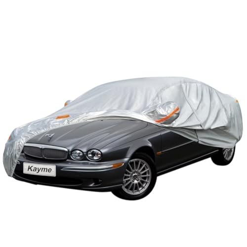 Kayme Sedan Car Cover Fit for Jaguar X-Type (2001-2008) Automobiles All Weather Waterproof, Outdoor Cover Sun Rain Protection, with Lock and Zipper Do