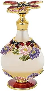 Yetaha Vintage Perfume Bottle, Dragonfly Decorative Glass Empty Container, Frosted Bottle Refillable Spray Scent Bottle for Essential Oil living Room Bedroom Decor Birthday (25ml,Red)