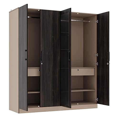 Image of Wakefit Wardrobe | 1 Year Warranty | Engineered Wood Almirah, Cupboard for Clothes Storage | 2 Door, 2 Shelves, Drawer, 1 Hanging Space | Cashmere Plus - Frappe-Wyoming Maple