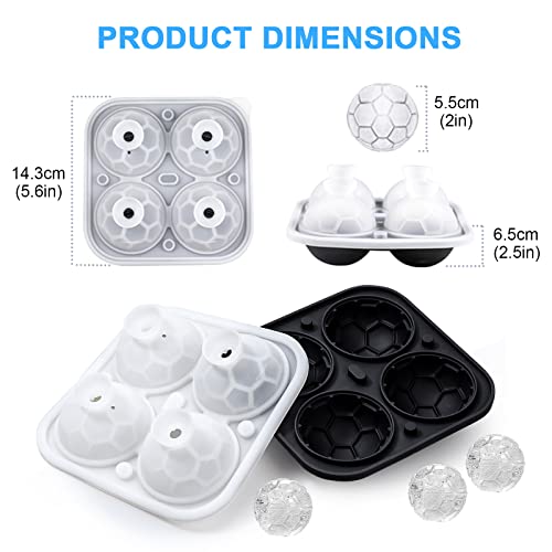 Soccer Ice Cube Tray, 3D Soccer Ice Cube Mold Reusable Silicone Flexible 4 Cavity Ice Mold Ball Maker With Lid For Chilling Whiskey Cocktails & Juice, Easy Release Bpa Free #TOP2