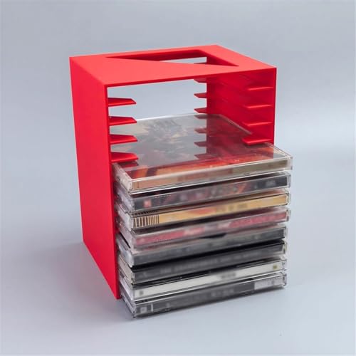 Support pour disques et boîtier pour CD minimaliste rouge salon et bureau - 5