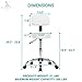 Drafting Adjustable Stool With Back - Salon Height Chair With Wheels for Comfort and Flexibility - Barstool With Backsupport for Massage - White