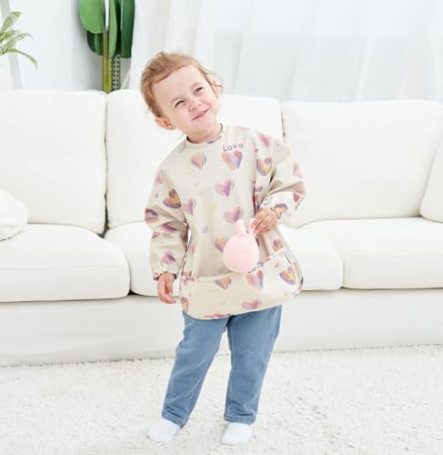 GZMM Waterproof Baby Bibs,Infant Toddler Long Sleeve Feeding Bib With Food Catcher,Easy Clean & Washable3