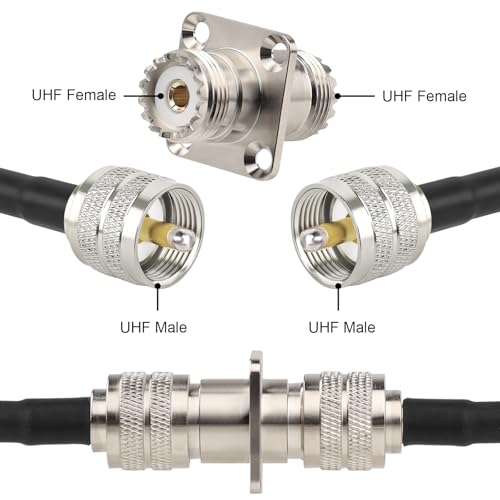 2 conectores MOOKEERF SO239 UHF hembra a hembra miniatura 6