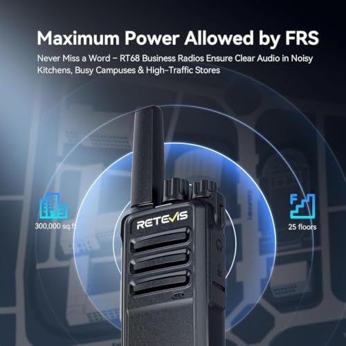 Retevis RT68 Walkie Talkies Rechargeable, 2 Way Radios Long Range, 16CH FRS Two Way Radios for Adults Long Range with Earpieces (6 Pack) with 6 Way Multi Unit Charger for Adults School Church - 2