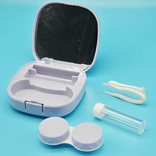 Kawaii Hard Shell Eyeglasses Case With Cleaning Cloth, Portable Kitty Cat Contact Lens Case Kit With Mirror For Women Girls, Cute Lens Holder Kit, Eyeglass Holder Box Fits Most Glasses Sunglasses Case #TOP5