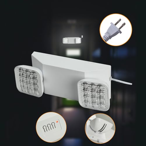 Apmeetlux Plug in Emergency Lights for Business Home Power Failure 4Hours 300lm LED Commercial Emergency Light Fixtures with Battery Backup Rechargeable Adjustable Two Heads AC85-277V - Thumbnail 7