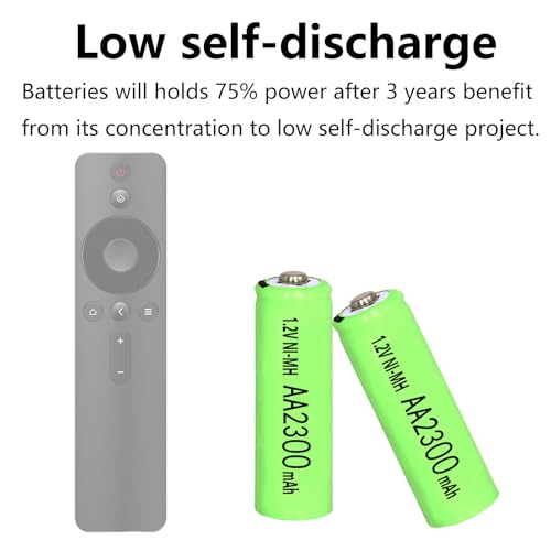 4 Packs Ni-MH AA Rechargeable Batteries 2300mAh,1.2 Volt Double A High Capacity Pre-Charge Long Lasting for Microphones,TV remotes,Wireless Mouse,Keyboards - Thumbnail 7