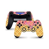 ZOOMHITSKINS Compatible with PS4 Controller Skin, Ice Cream Waffle Sweet Dessert Cute, Durable, 3M Vinyl, Made in The USA