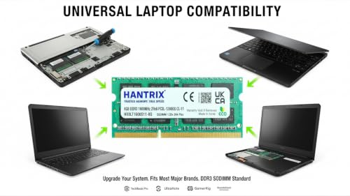 Image of 8GB DDR3L Laptop RAM 1600MHz PC3L-12800S 204-Pin Non-ECC Unbuffered SO-DIMM 1.35V Dual Channel Kit Notebook Memory Upgrade