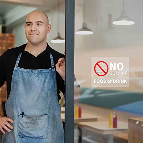 Evq NO OUTSIDE FOOD OR DRINK SIGN 6X8 INCH No Outside Food Or Drink Sign Sticker 8X6 Inch Vinyl Window Door Signs Business Removable Waterproof Decal 2 Pack thumb #1