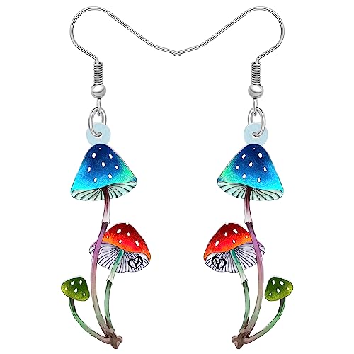 BONSNY Sweet Floral Acrylic Dangle Mushroom Earrings for Women Jewelry Gifts Novelty Funny Charms