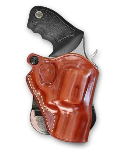 Masc Premium Leather OWB Paddle Holster Fits 605 .357 Magnum SnubNose Steel Frame Revolver 2-inch, Brown Color, Right Hand Draw #5420#