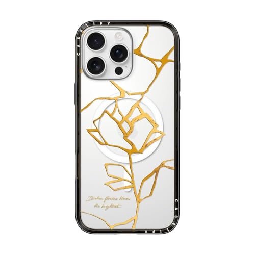 CASETiFY Compact iPhone 16 Pro Max Case [Slim and Sleek/Compatible with Magsafe / 4 ft. 2X Military Grade Drop Protection] - Kintsugi Flower - Clear Black by CASETiFY - Used condition - US$26.98