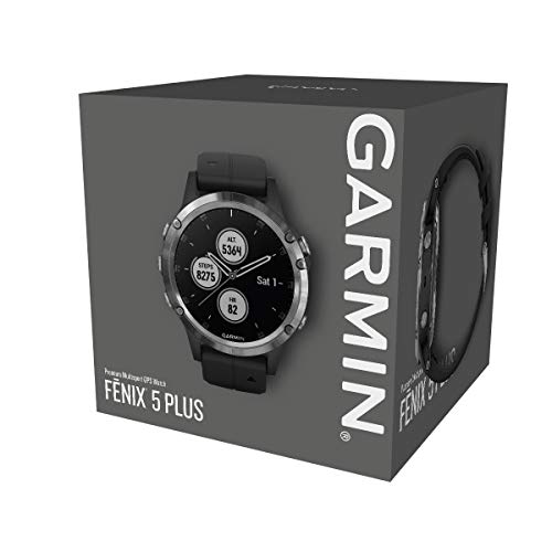 Relógio Multiesportivo Garmin, Fenix 5 Plus, Monitor Cardíaco no Pulso, Preto e Prata